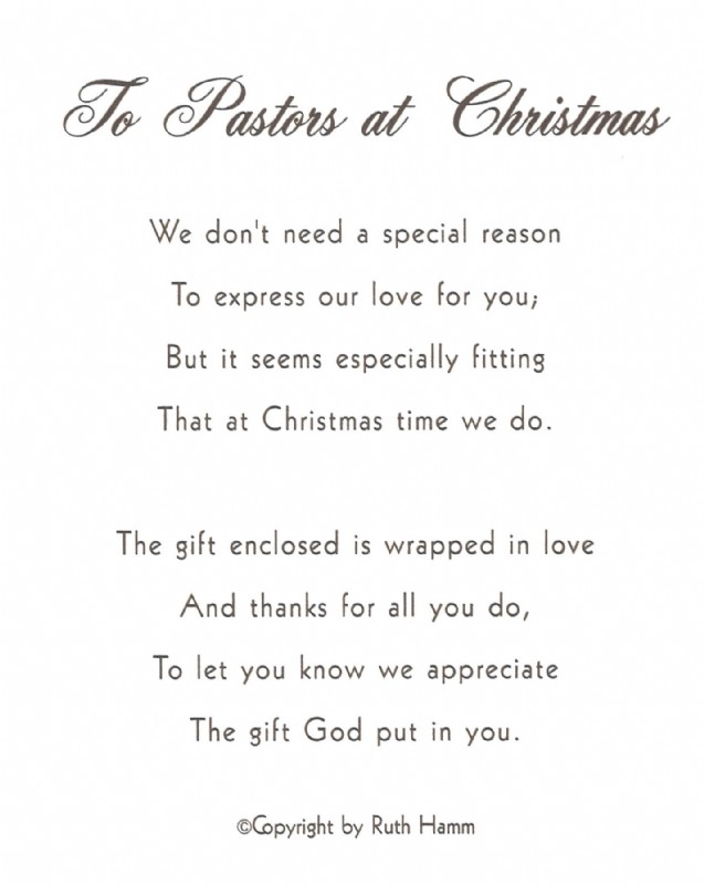 To Pastor at Christmas To Pastor at Christmas