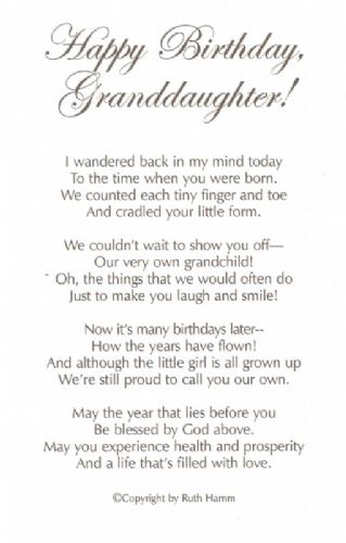 Happy Birthday, Granddaughter!