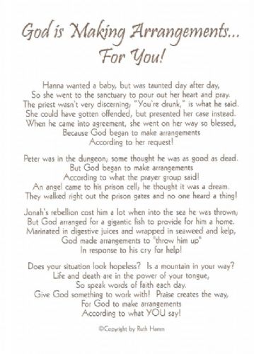 God is Making Arrangements For You!