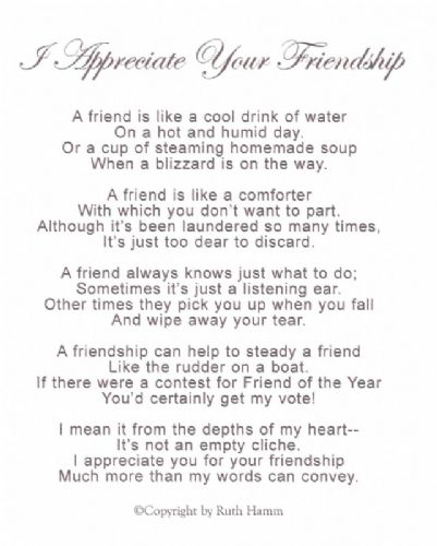 I Appreciate Your Friendship
