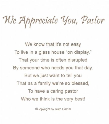 We Appreciate You, Pastor