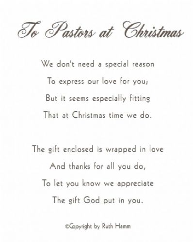 To Pastor at Christmas