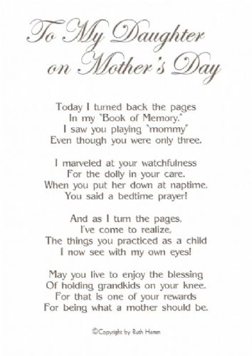 To My Daughter on Mother's Day