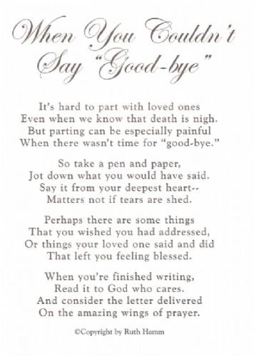 When You Couldn't Say Good-bye
