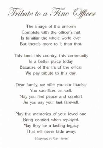 Tribute to a Fine Officer