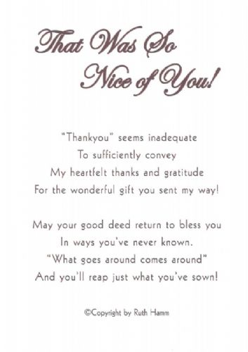 That Was So Nice of you!