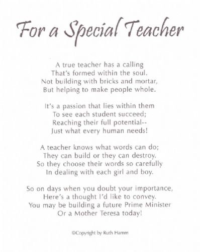 For a Special Teacher (Canada)