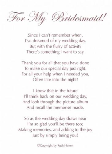 For My Bridesmaid!